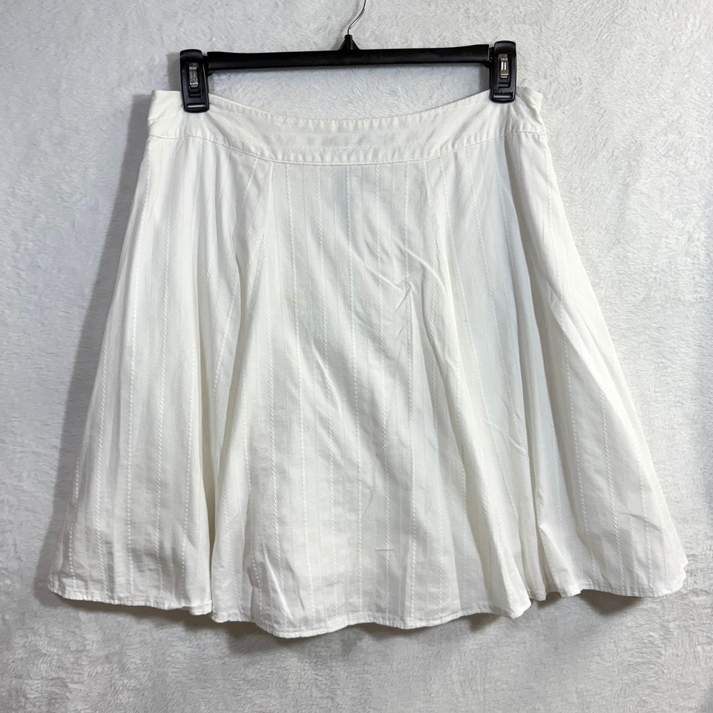 NY&CO 12 White Mini Skater Skirt Cotton Lined Summer Boho Cottage Coquette Femme